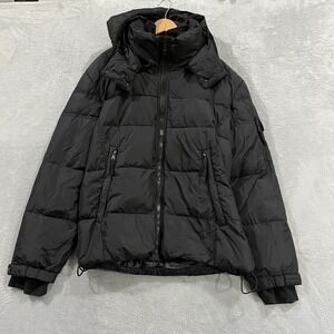 S13 Jacket Womens‎ XL Puffer Down Black Hooded Full Zip Winter Full Zip Grunge